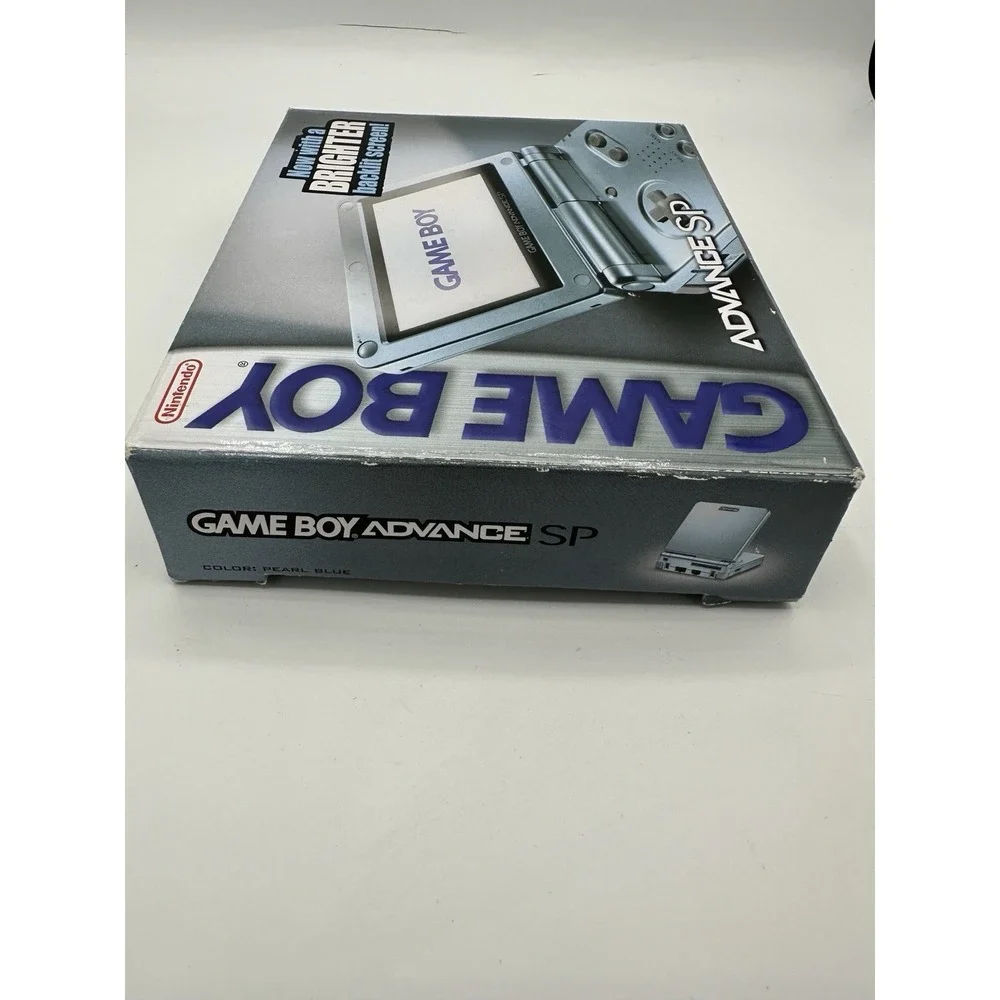 Game Boy Advance SP AGS-101 Pearl Blue w/ Box & Manuals Broken Screen